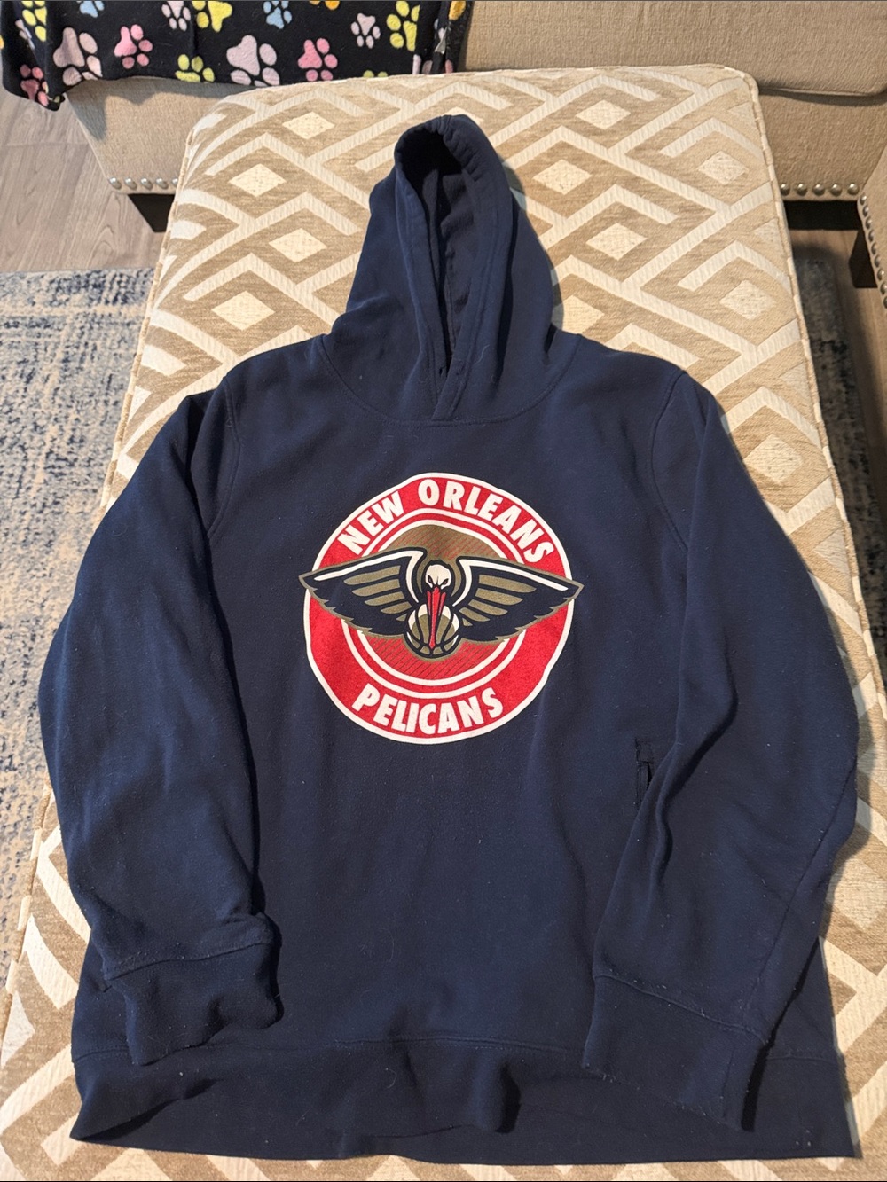 NBA New Orleans Pelicans Navy Pullover Hoodie with Red Logo